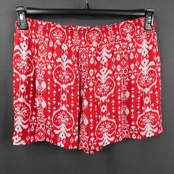 Knox Womens Shorts Large Red Crinkle Coastal Cool Flowy Indie Coquette Boho - Picture 1 of 11